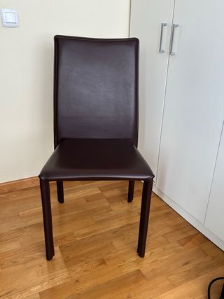 Juego 2 Sillas Comedor Piel Marrón