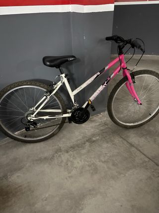 Bicicleta rosa y blanca