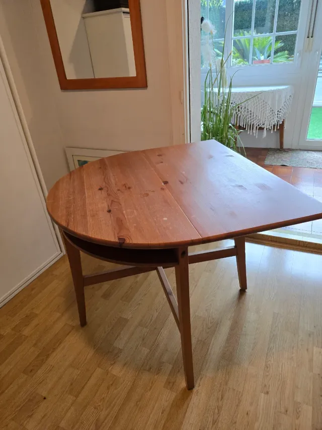 Mesa plegable madera maciza y espejo