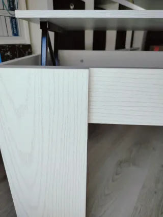 Mesa de centro elevable madera blanca