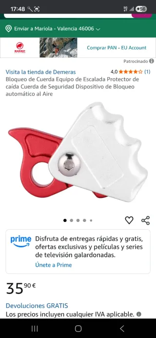 Bloqueador escalada y trabajos verticales