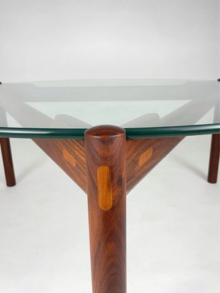 Mesa centro danesa Komfort 60s cristal y madera