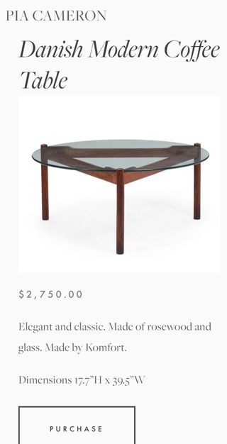 Mesa centro danesa Komfort 60s cristal y madera