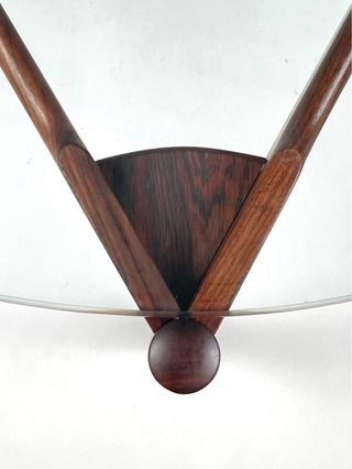 Mesa centro danesa Komfort 60s cristal y madera