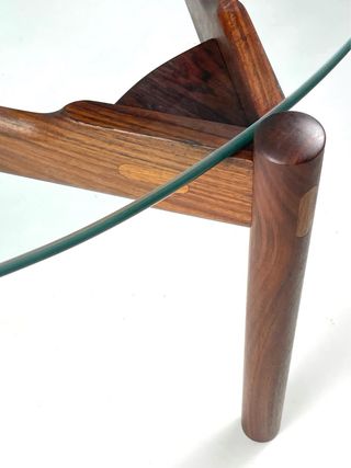 Mesa centro danesa Komfort 60s cristal y madera