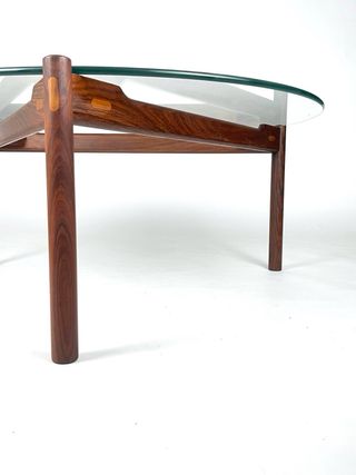 Mesa centro danesa Komfort 60s cristal y madera