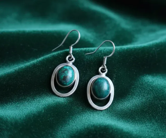 Pendientes Plata Primera Ley Malaquita