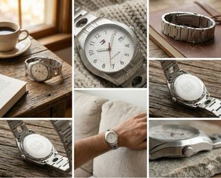 Reloj Tommy Hilfiger plateado y blanco