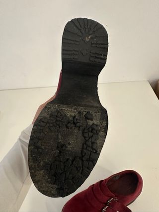 Zapatos plataforma vino tinto con hebillas