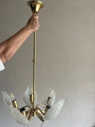 Lampadario oro e vetro trasparente in murano