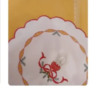 Set Natale Tovaglia Runner Rosso Ed un centrino