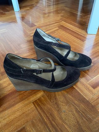 Zapatos de cuña de piel mujer