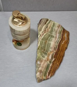 Mechero y Cenicero Onix Verde antiguo Vintage