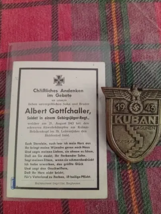 Medaglia Kuban 1943+Sterbild Wehrmacht WW2