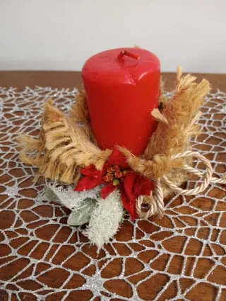 Set 2 Candele Natalizie Rosse e Beige