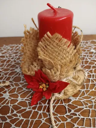 Set 2 Candele Natalizie Rosse e Beige