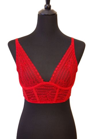 Sujetador de encaje bustier rojo