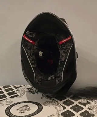 Casco Moto Nero Rosa Visiera Viola