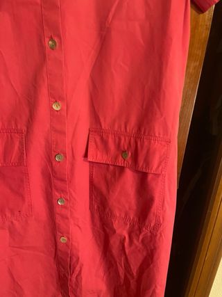 Vestido camisero bordado azul y rosa