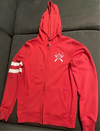 Chaqueta roja con capucha con estilo - Talla S