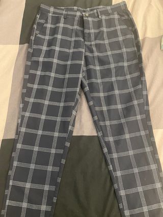 Pantalón de traje a cuadros azul marino