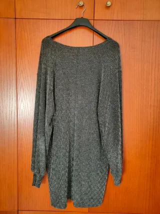 Vestido fiesta plateado y negro