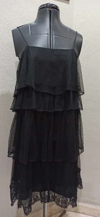 Vestido Zara tirantes gasa negro Zara S/M