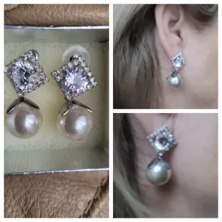 Pendientes perla y circonita