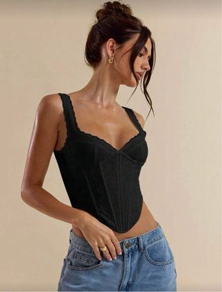 Top Corset Negro Encaje
