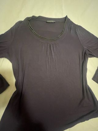 Camisetas de algodón morado y verde