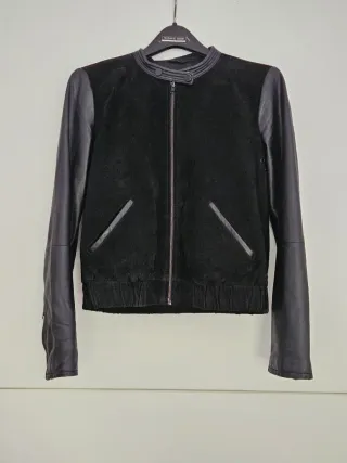 Chaqueta cuero y ante negra