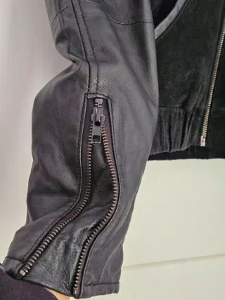 Chaqueta cuero y ante negra