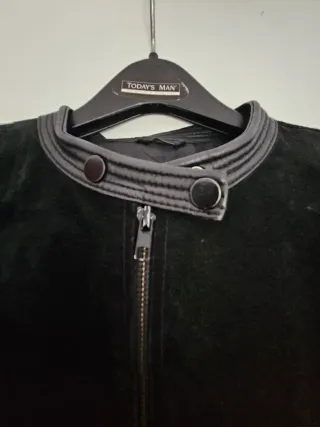 Chaqueta cuero y ante negra