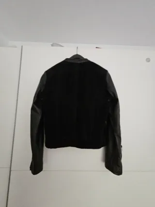 Chaqueta cuero y ante negra