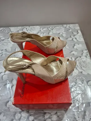 Scarpe donna eleganti beige/oro Tg 37