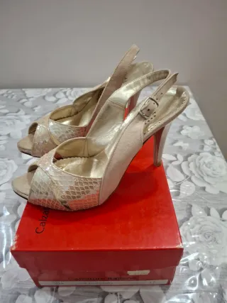 Scarpe donna eleganti beige/oro Tg 37