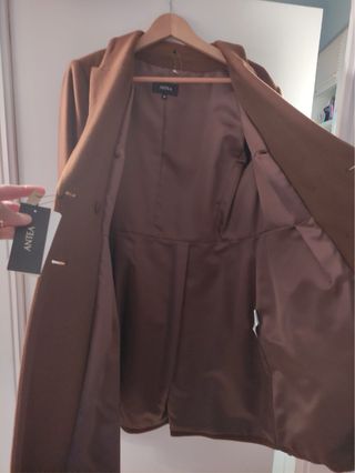 Abrigo lana marrón mujer