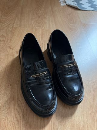 Mocasines negros charol mujer