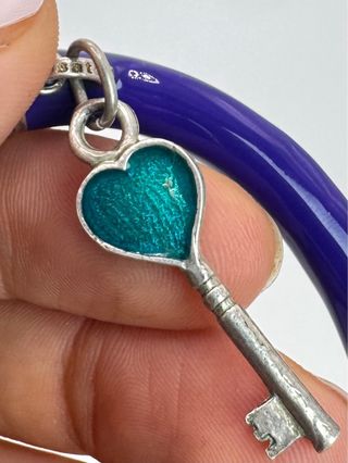 braccialetto argento semi rigido smalto viola