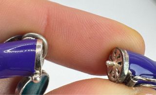 braccialetto argento semi rigido smalto viola