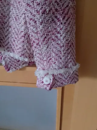Chaqueta lana/acrílico rosa y blanco
