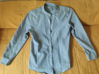 Camisa Zara cuello mao azul Talla M