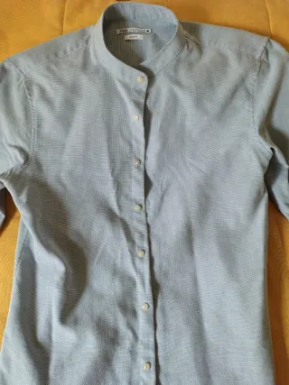 Camisa Zara cuello mao azul Talla M