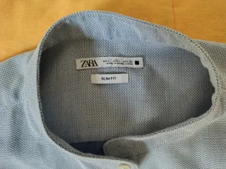 Camisa Zara cuello mao azul Talla M