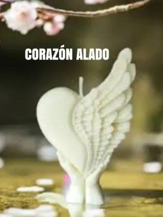 Candela ritualizzata Cuore Alato Bianco