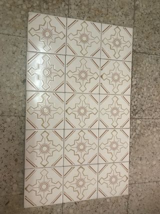 Lote de 15 azulejos antiguos decorados