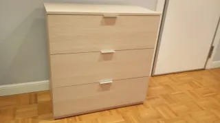 Cómoda 3 cajones Roble/ 80x77x38cm