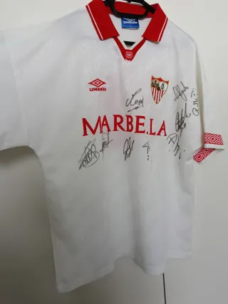 Camiseta futbol Sevilla 1995 firmada matchworn