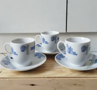 Set 3 Tazzine Caffè Porcellana Blu