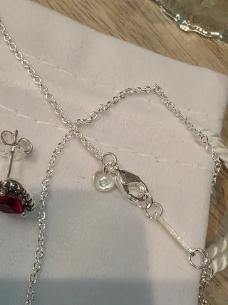 Conjunto Pandora Corazón Rojo y Plata